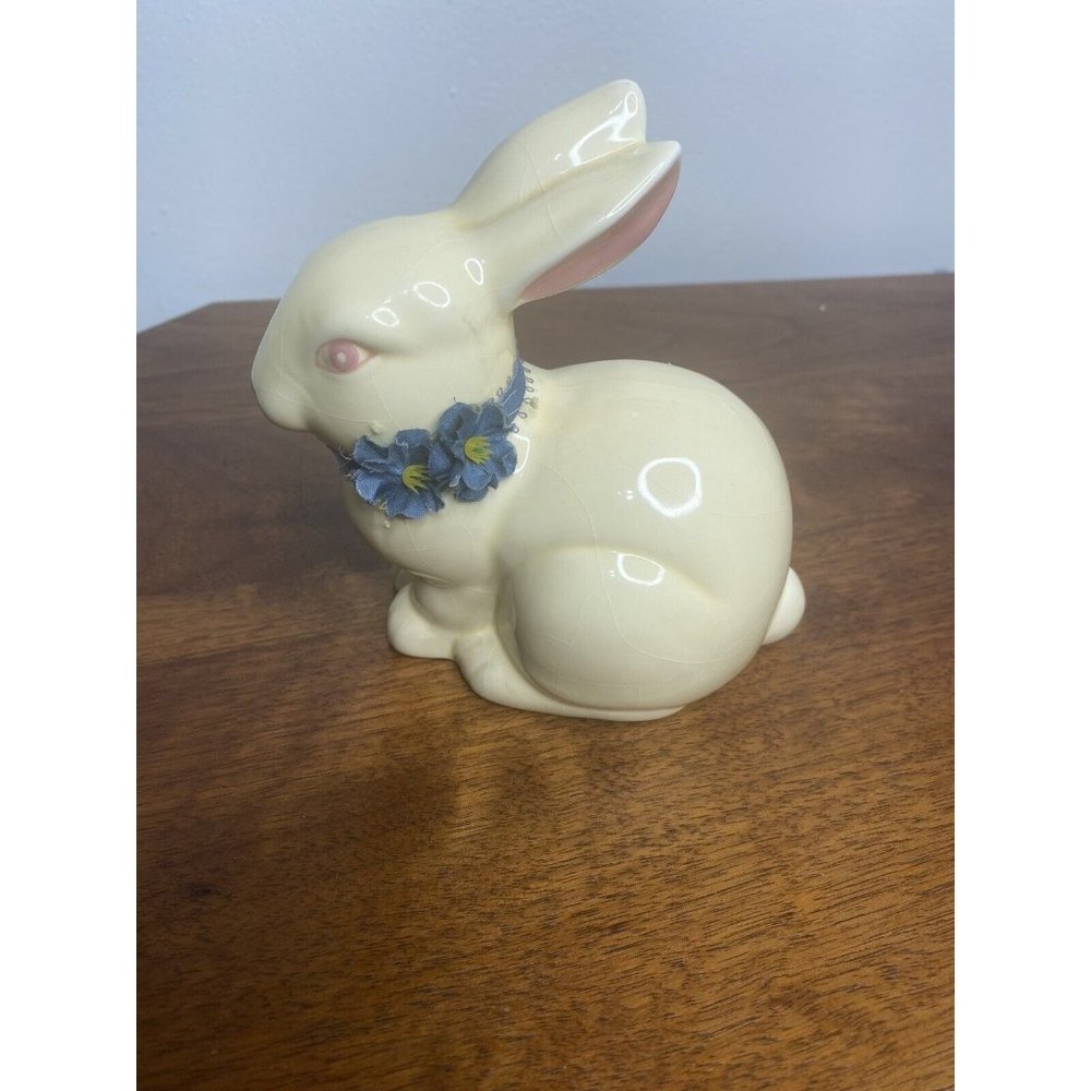 Vintage Lefton Bunny 1987 Ceramic Off White Made in Taiwan Figurine Rabbit